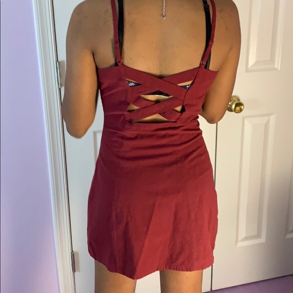 PacSun Red Button Up dress with Cross-Back Details - Picture 3 of 7